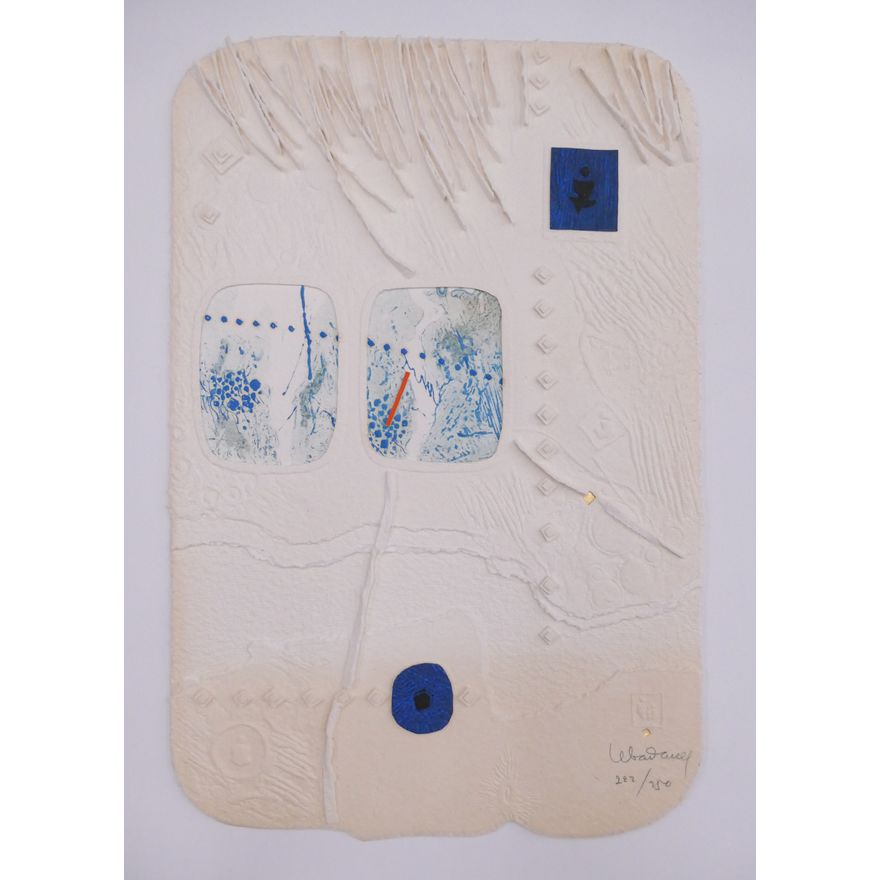 Hoi Lebadang (1921-2015 Vietnam, France) Mixed Media Editioned Artwork. Signed at lower right. Measures 24x15''.