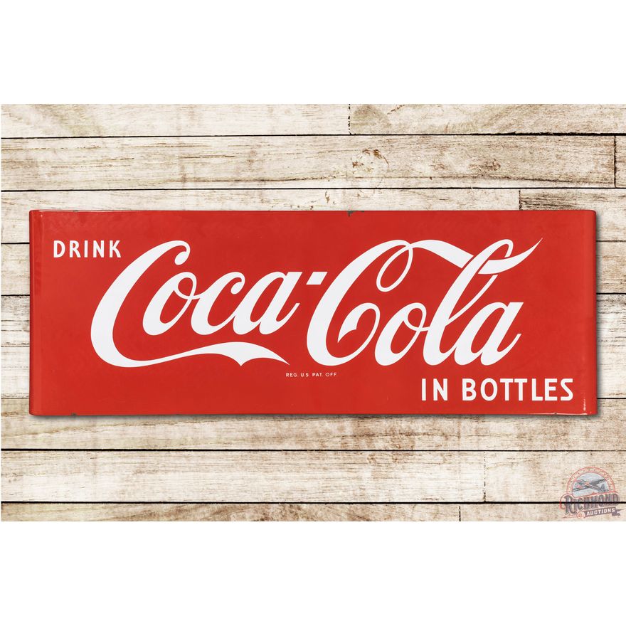 5' Drink Coca Cola In Bottles Porcelain Sled Sign