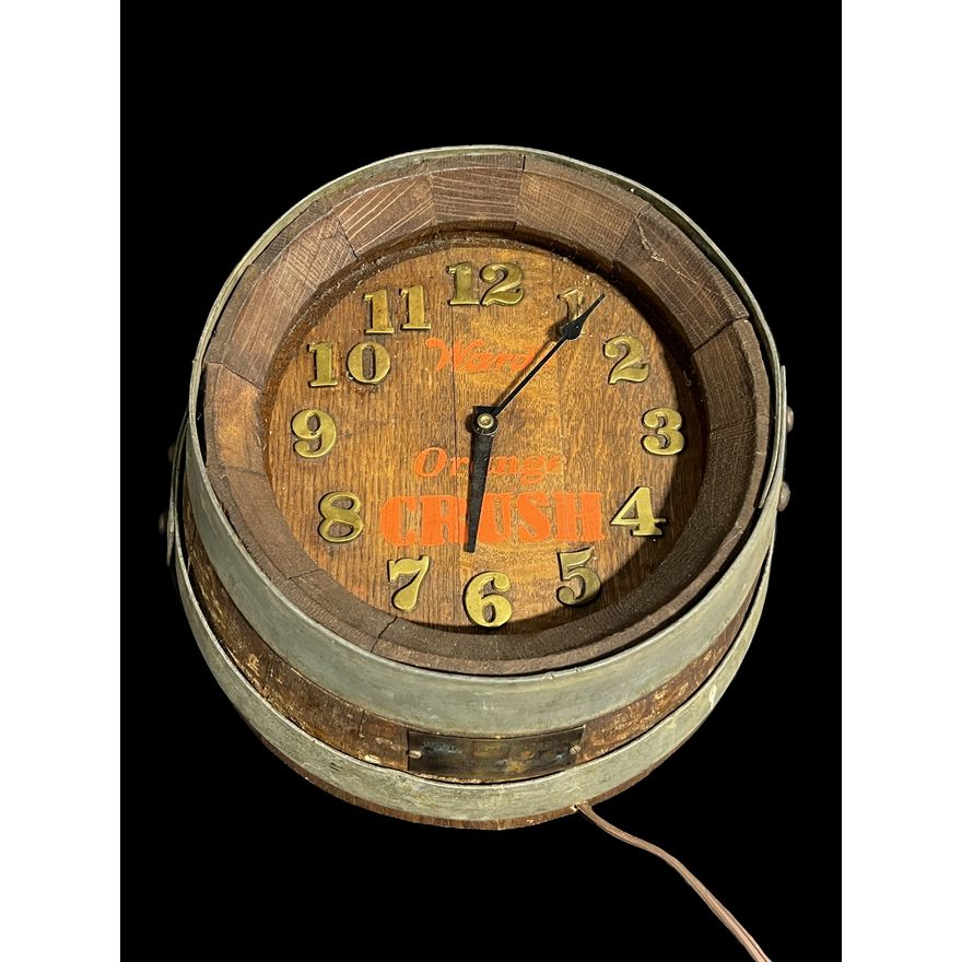 Ward's Orange Crush Wooden Display Sign Clock