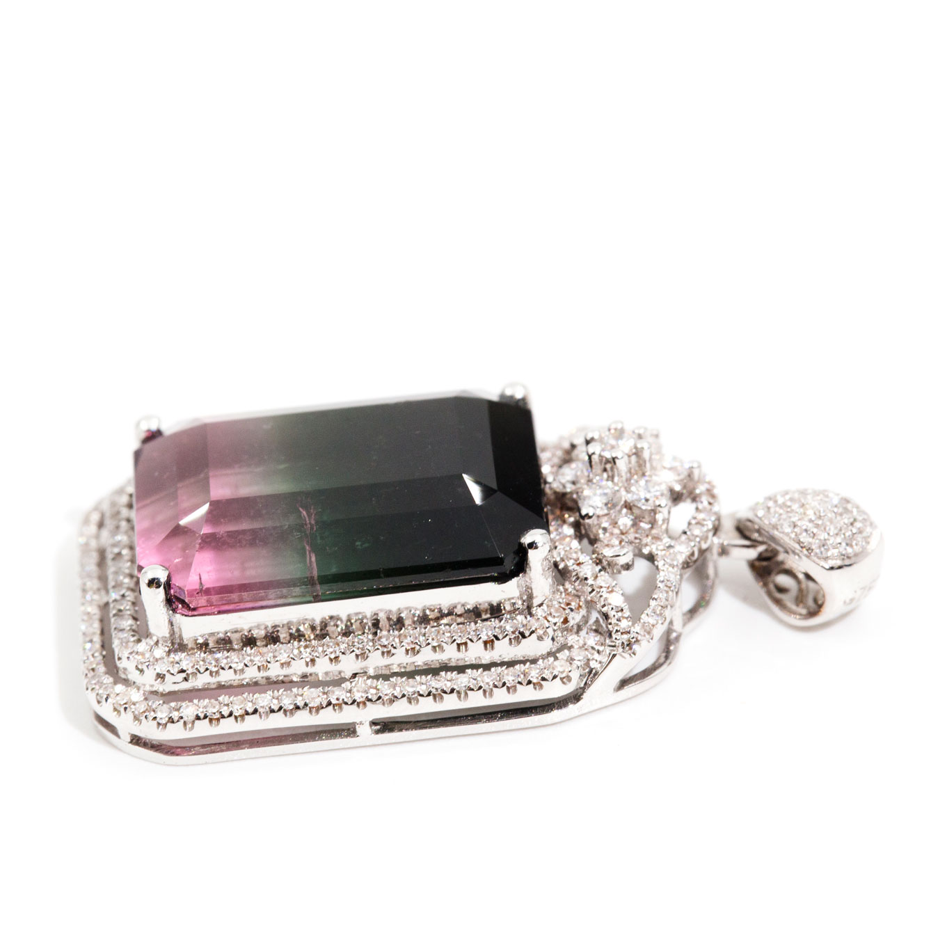 236 · 10.6ct Watermelon Tourmaline & Diamond Pendant,