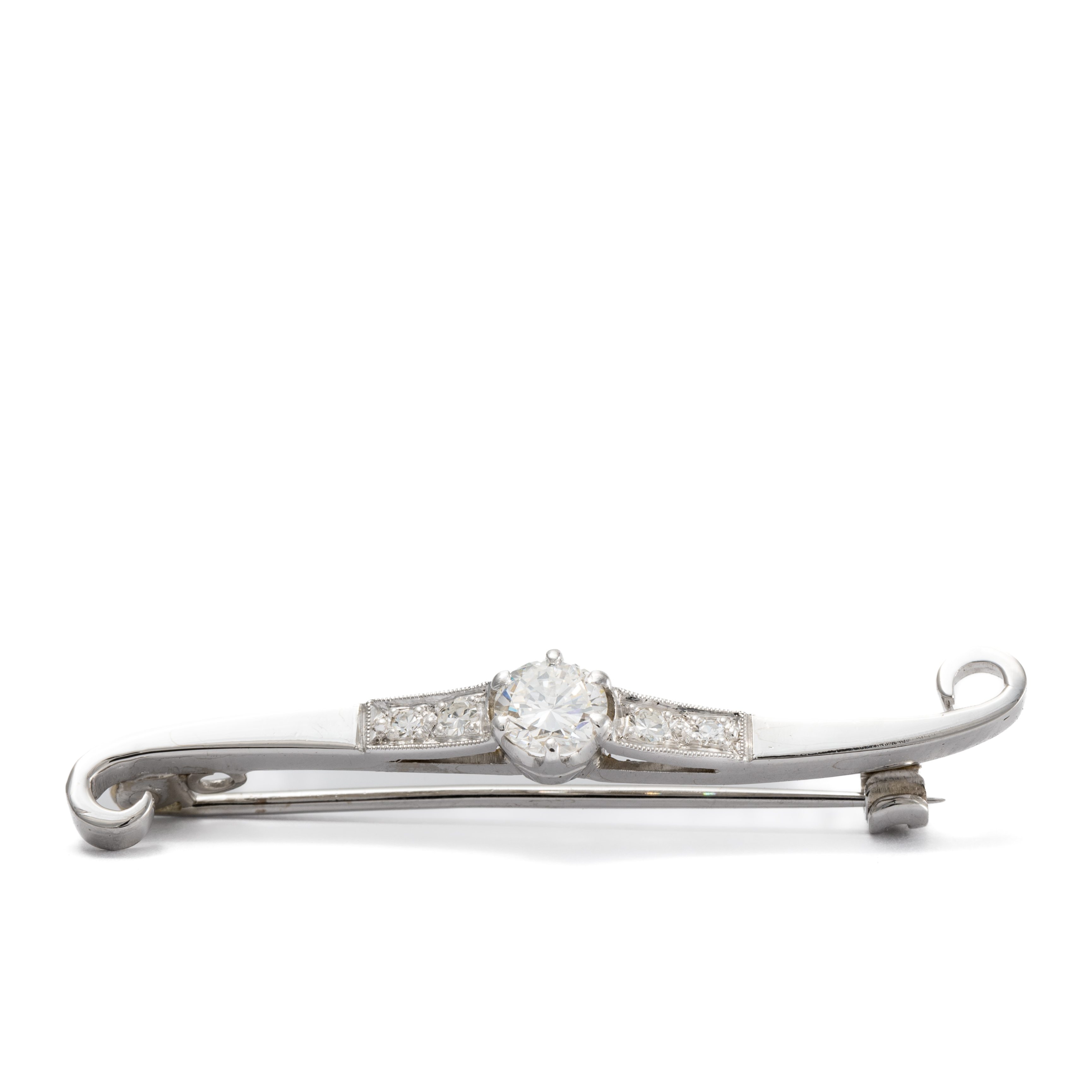 405 · 1950s Diamonds 14ct White Gold Brooch