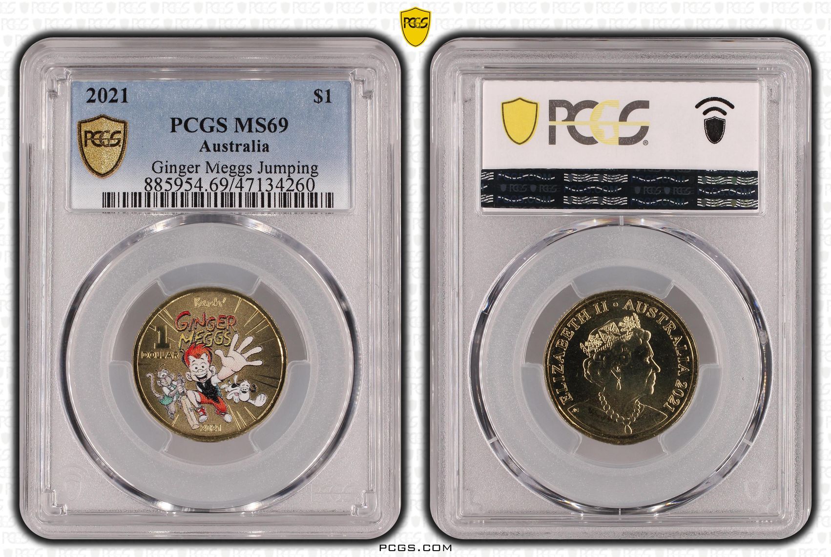 Ginger Meggs Jumping , One Dollar, 2021, PCGS MS69