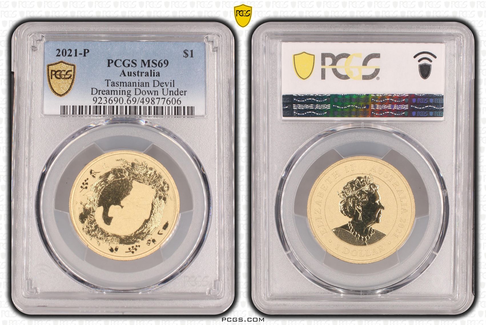 Tasmanian Devil , One Dollar, 2021-P, PCGS MS69