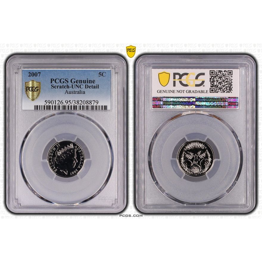 Elizabeth II, Five Cent, 2007, PCGS Genuine  - UNC Details (95 - Scratch)
