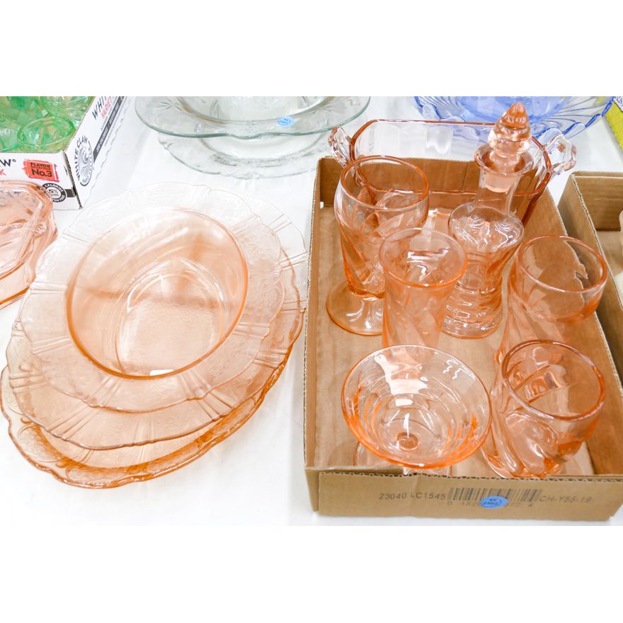 Box 7pc Pink Colored Glasses Etc.