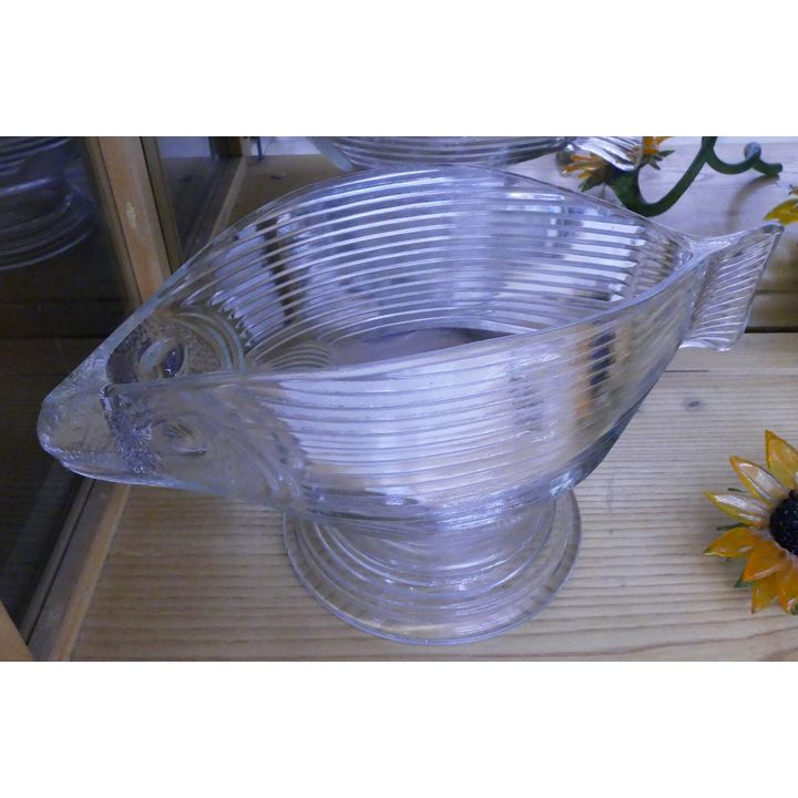 Pressed Glass Fish Punch Bowl- 15''