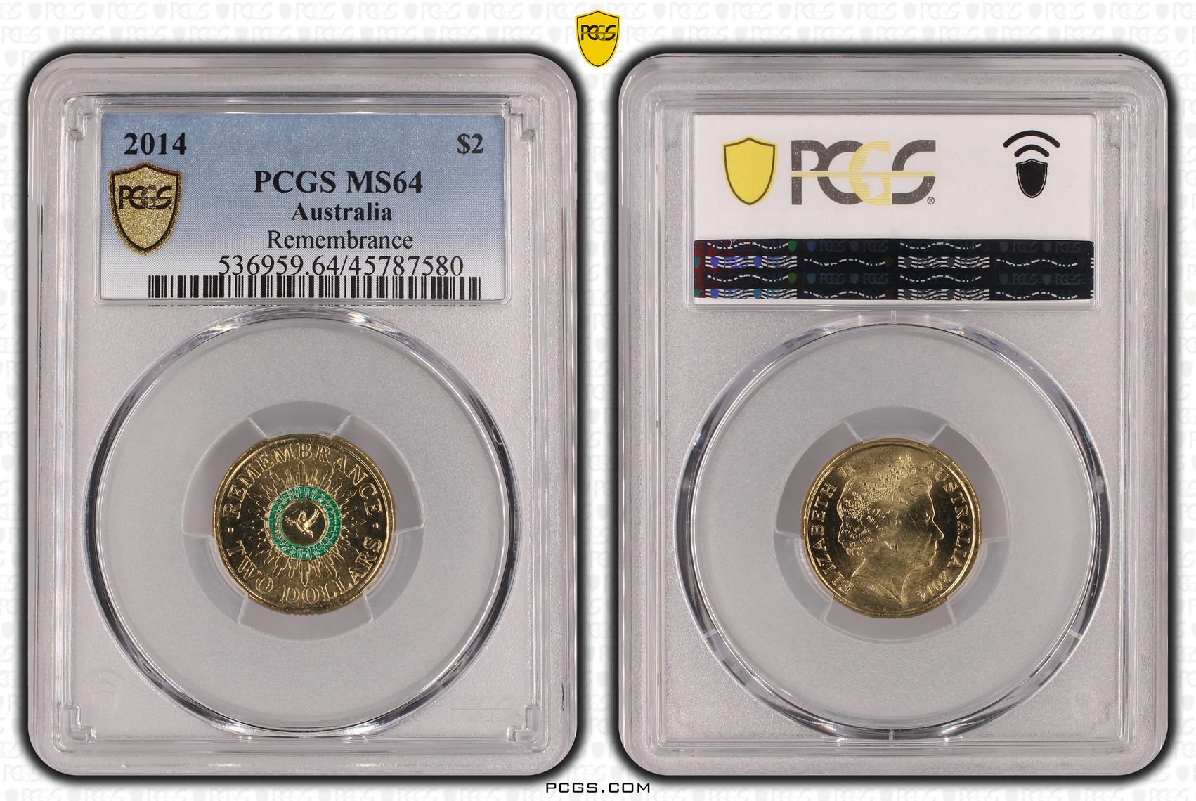 Elizabeth II, Remembrance, Two Dollar, 2014, PCGS MS64