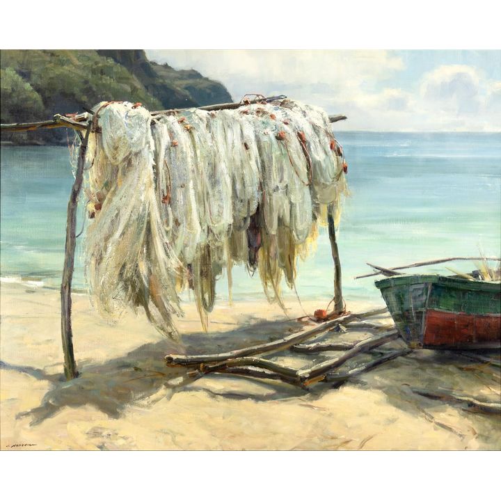 Clyde Aspevig (1951- ), Drying the Nets, St. Lucia