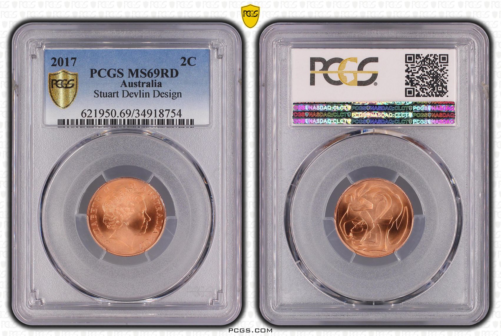 2017 Australia Two Cent, 2c Stuart Devlin Design PCGS - MS69RD -754