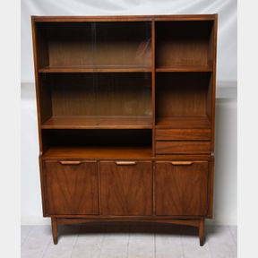 Mid Century Modern MCM Walnut Bookcase Media Cabinet