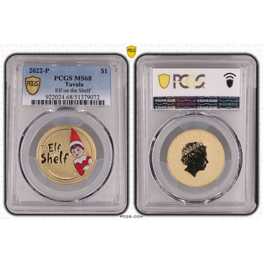 Tuvalu, Elf on the Shelf, One Dollar, 2022-P, PCGS MS68