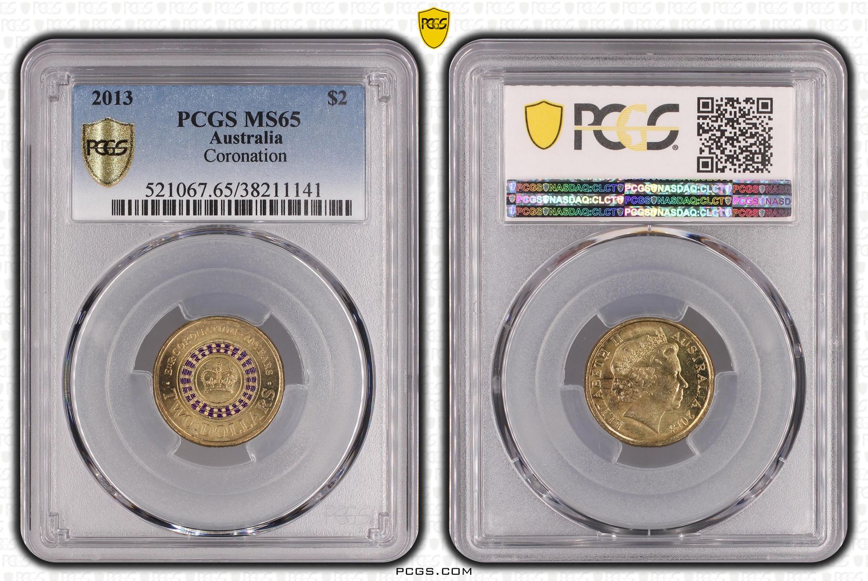 2013 Australia Two Dollar, $2 Coronation PCGS - MS65 -141