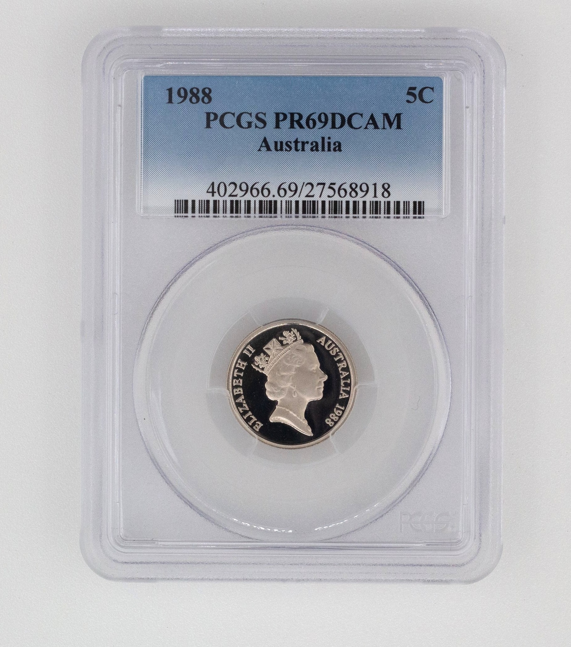 Elizabeth II, Five Cent, PR69DCAM , 1988
