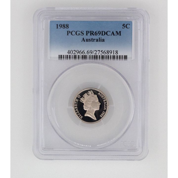 Elizabeth II, Five Cent, PR69DCAM , 1988
