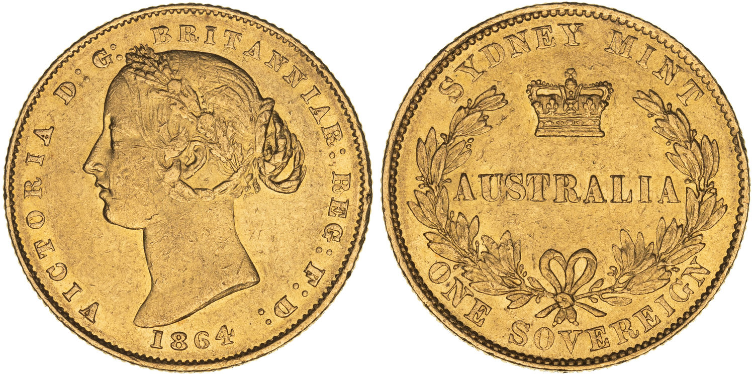Victoria, Sydney Mint Reverse - Type II, Sovereign, 1864, aEF