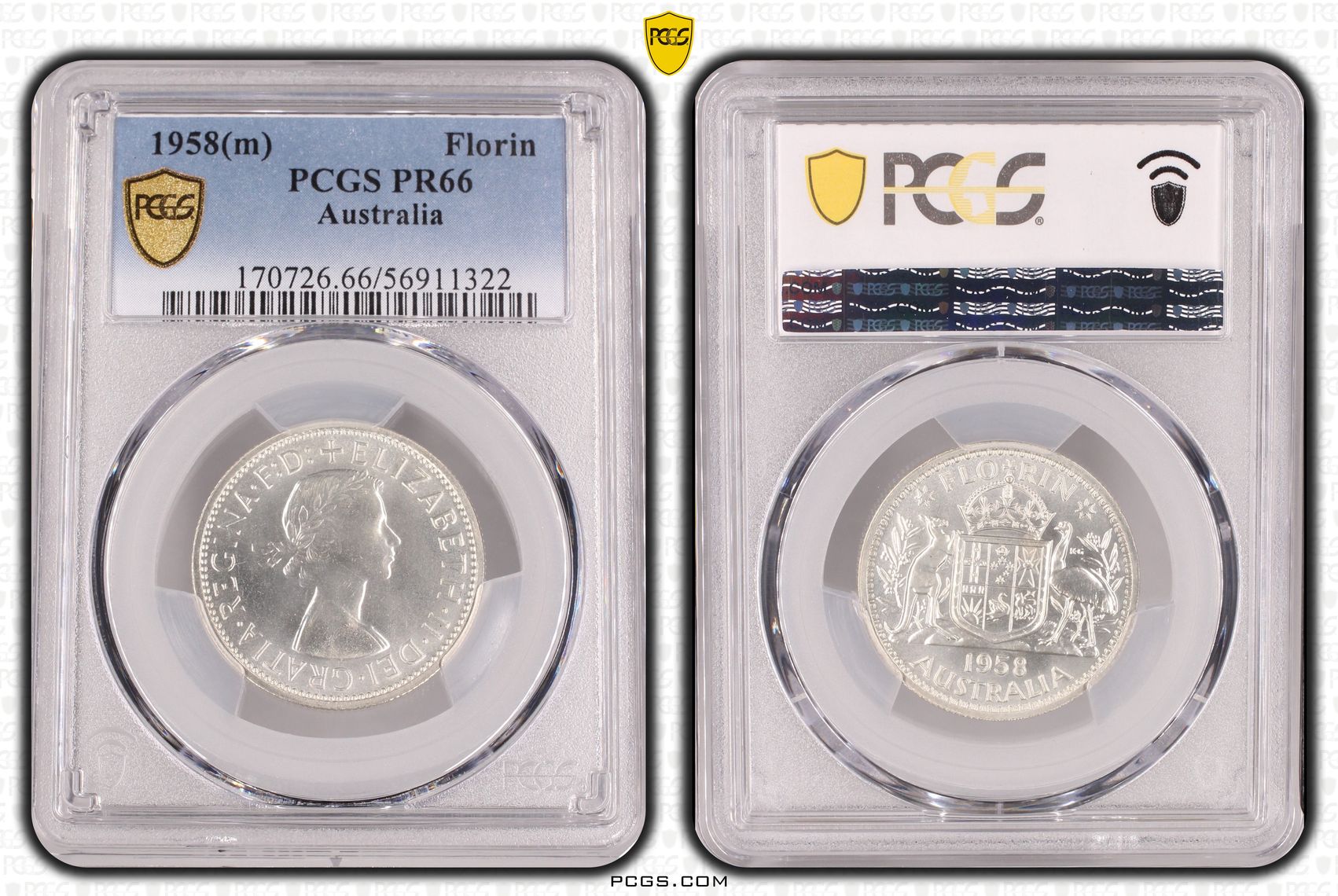 216 · Florin, 1958(m), PCGS PR66
