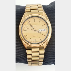 MENS SEIKO AUTOMATIC WITH DATE FUNCTION & DAY FUNCTION GOLD PLATTED - 37MM CASE - 51929/3335