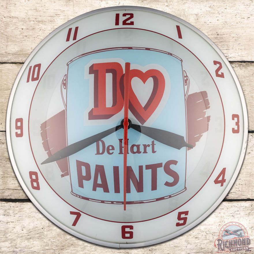 DeHart Paints 15" Double Bubble Advertising Clock w/ Heart Logo