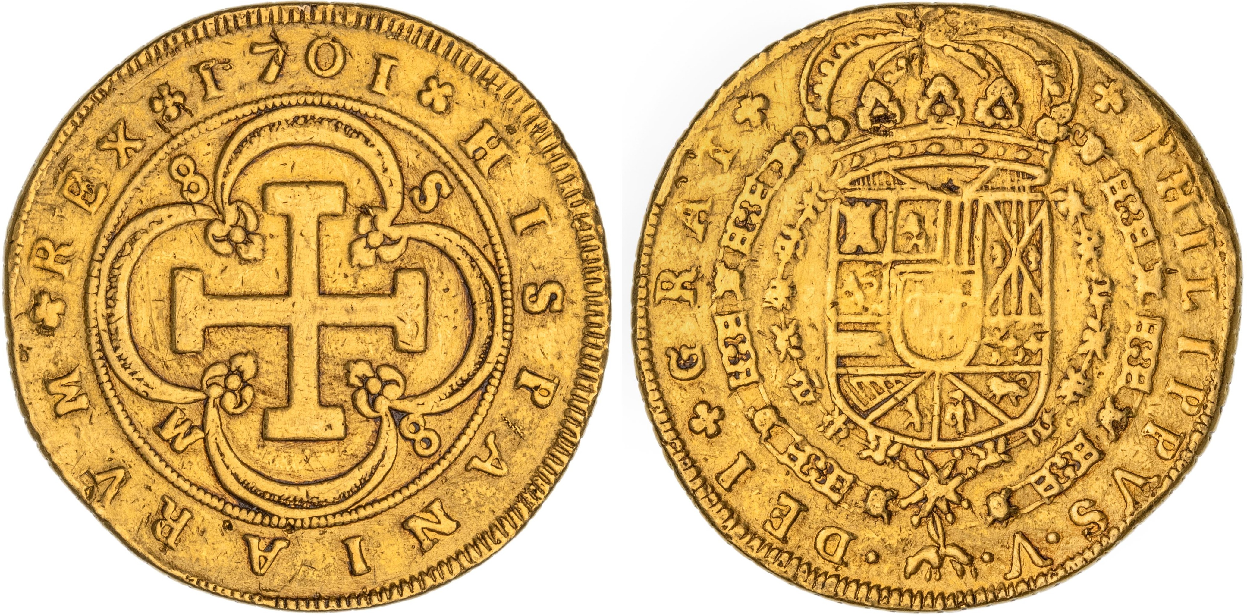 Spain, Eight Escudos, 1701-M, VF