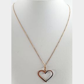 9CT GOLD PLATED & 925 SILVER HEART PENDANT & CHAIN - 51929/10058