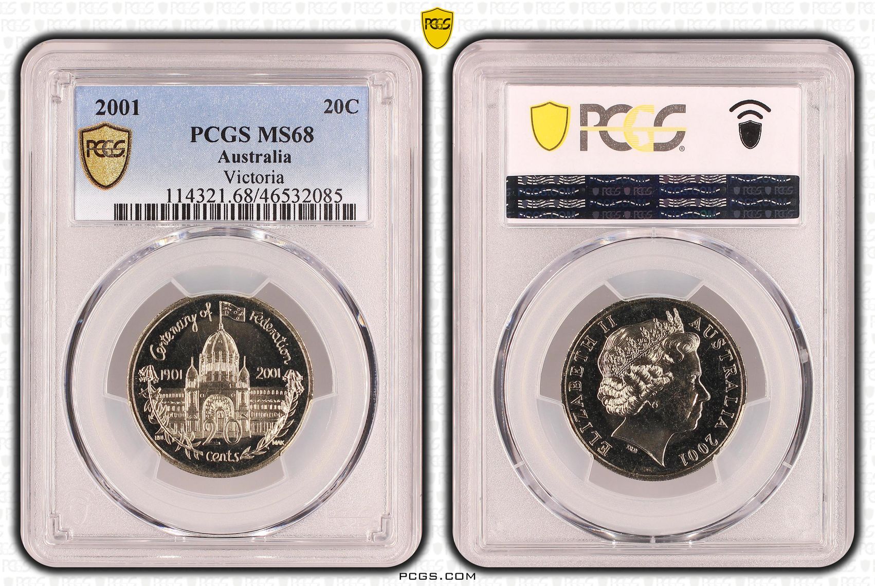 Victoria, Twenty Cent, 2001, PCGS MS68