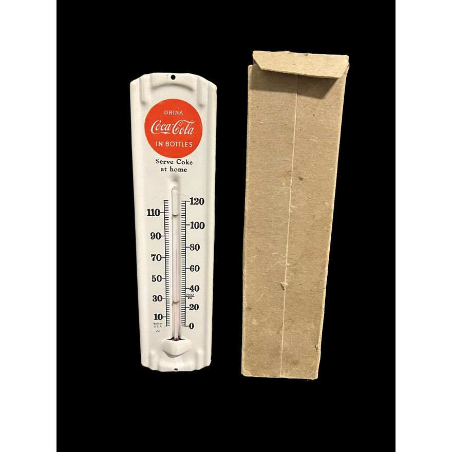 NOS Drink Coca-Cola Coke Tin Metal Soda Thermometer