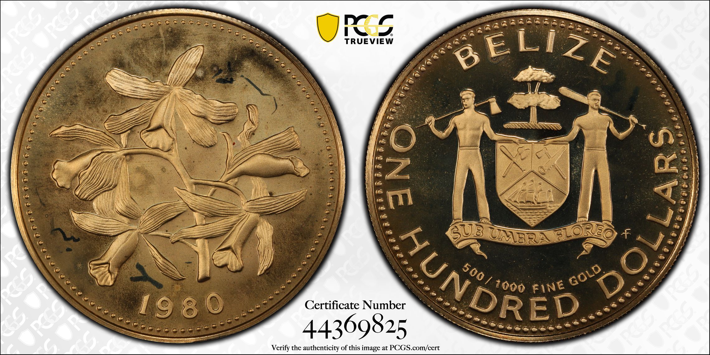 Belize, Orchids, One Hundred Dollars, 1980-FM, PCGS PR67DCAM