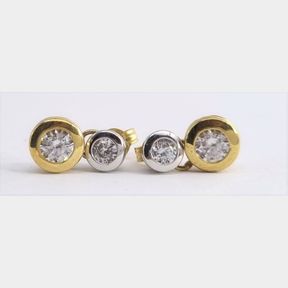YELLOW + WHITE GOLD EARRINGS WITH CUBICS - 51543/114