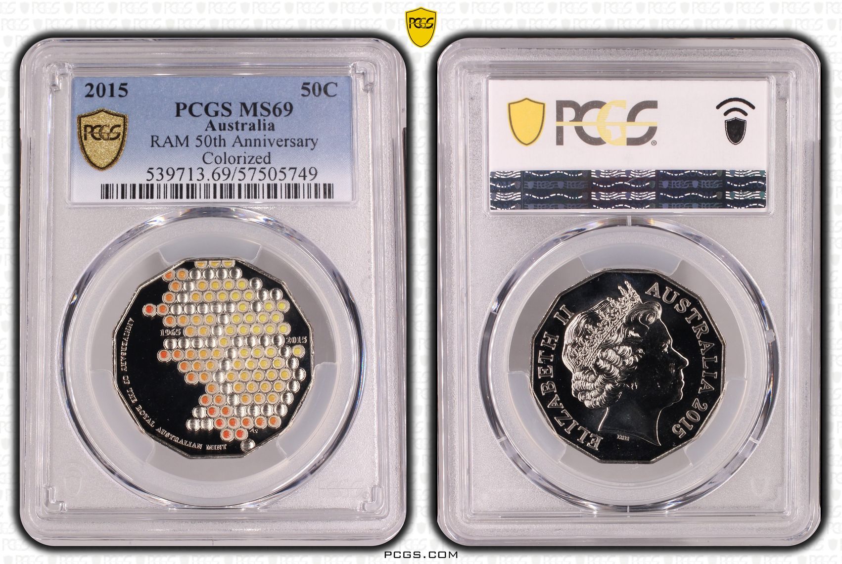 250 · RAM 50th Anniversary Colourised, Fifty Cent, 2015,  MS69