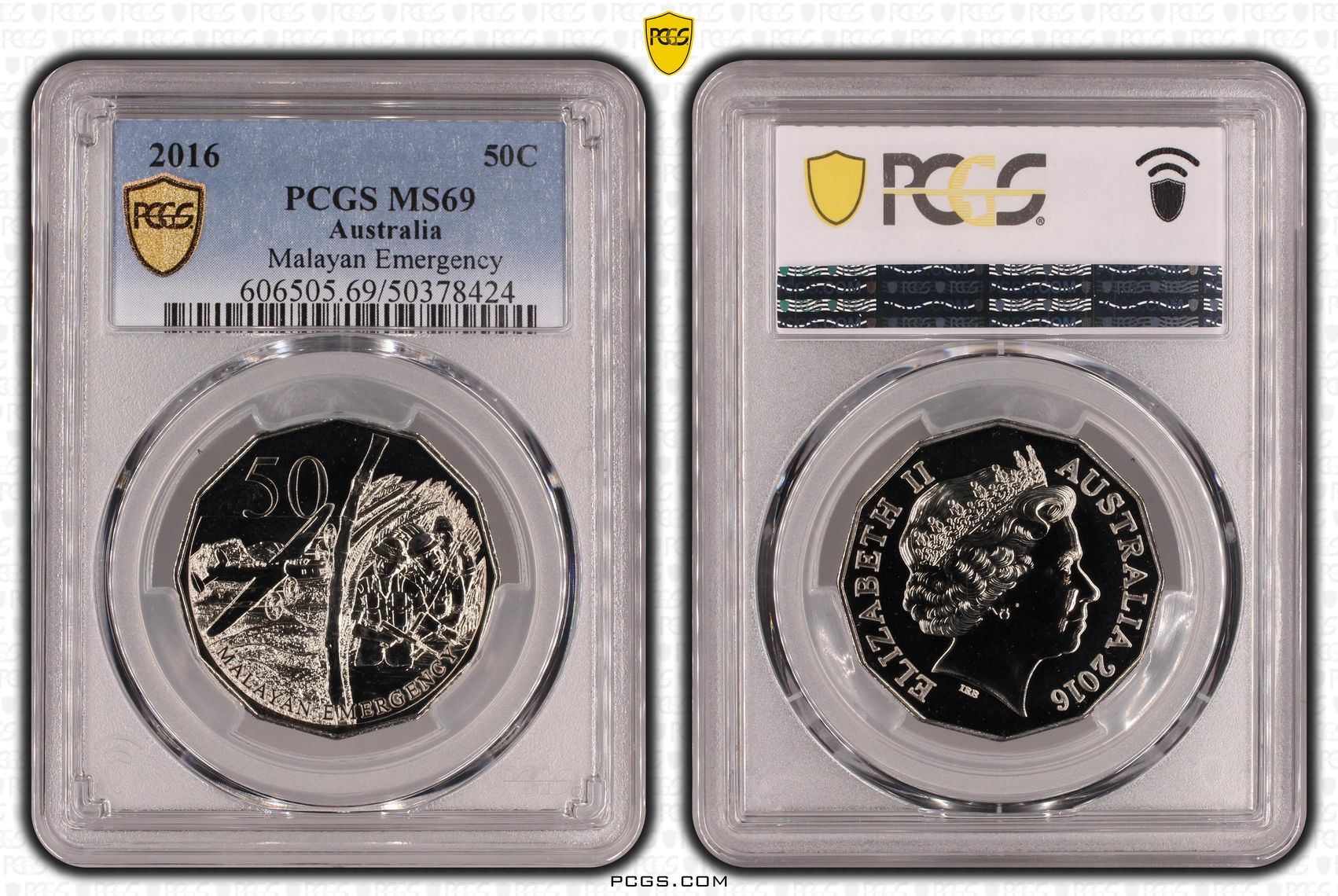Malayan Emergency POP 20/0, Fifty Cent, 2016, PCGS MS69
