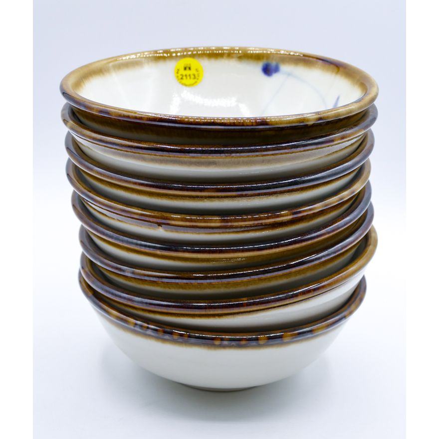 8pc Sam Scott Glazed Pottery Soup Bowls 2.5''