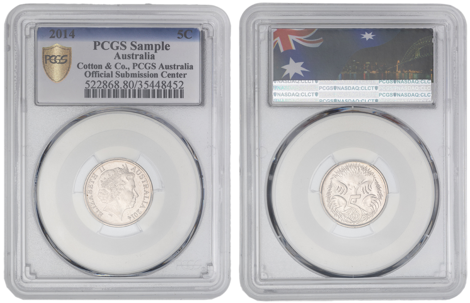Elizabeth II, Five Cent, 2014, PCGS Genuine (80 - Genuine)