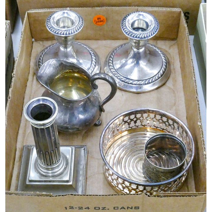Box Weighted Sterling Candleholders etc.