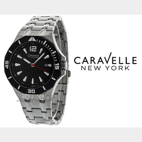 NEW Caravelle by Bulova Men's 45B110 Black Dial Stainless Steel Watch