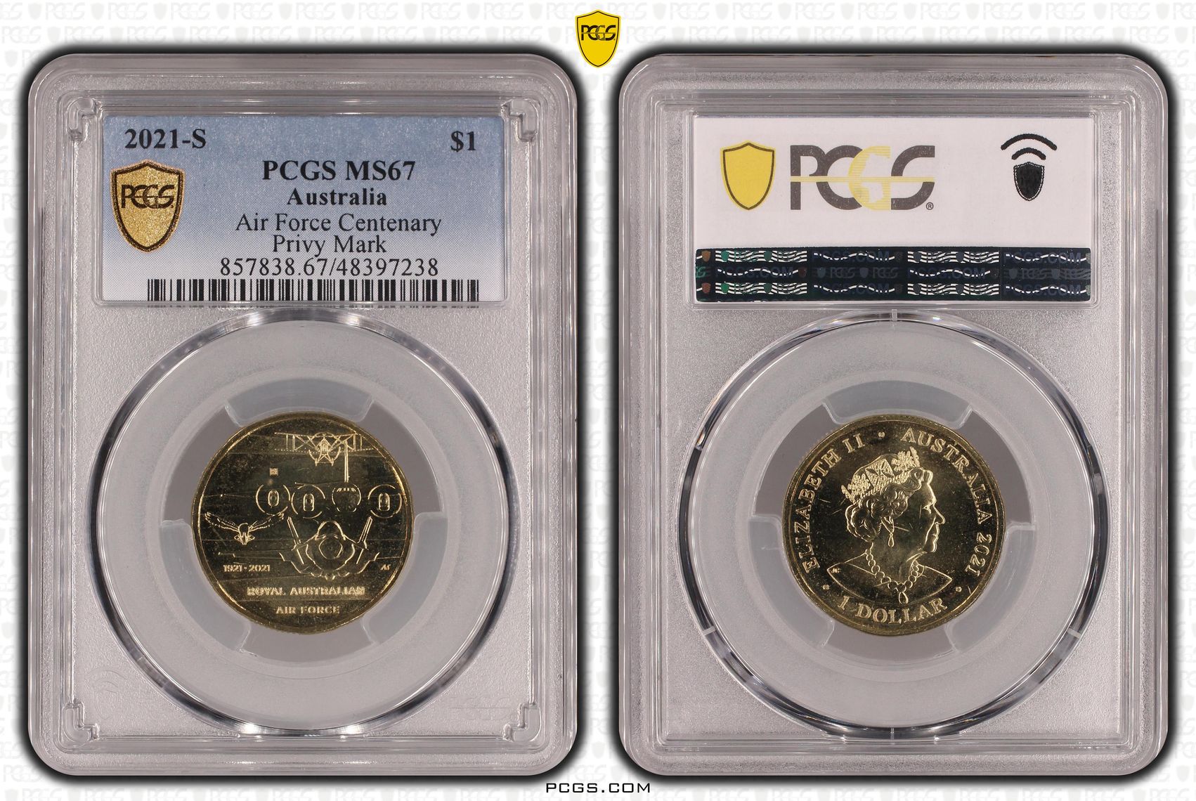 Elizabeth II, Air Force Centenary, One Dollar, 2021-S, PCGS MS67