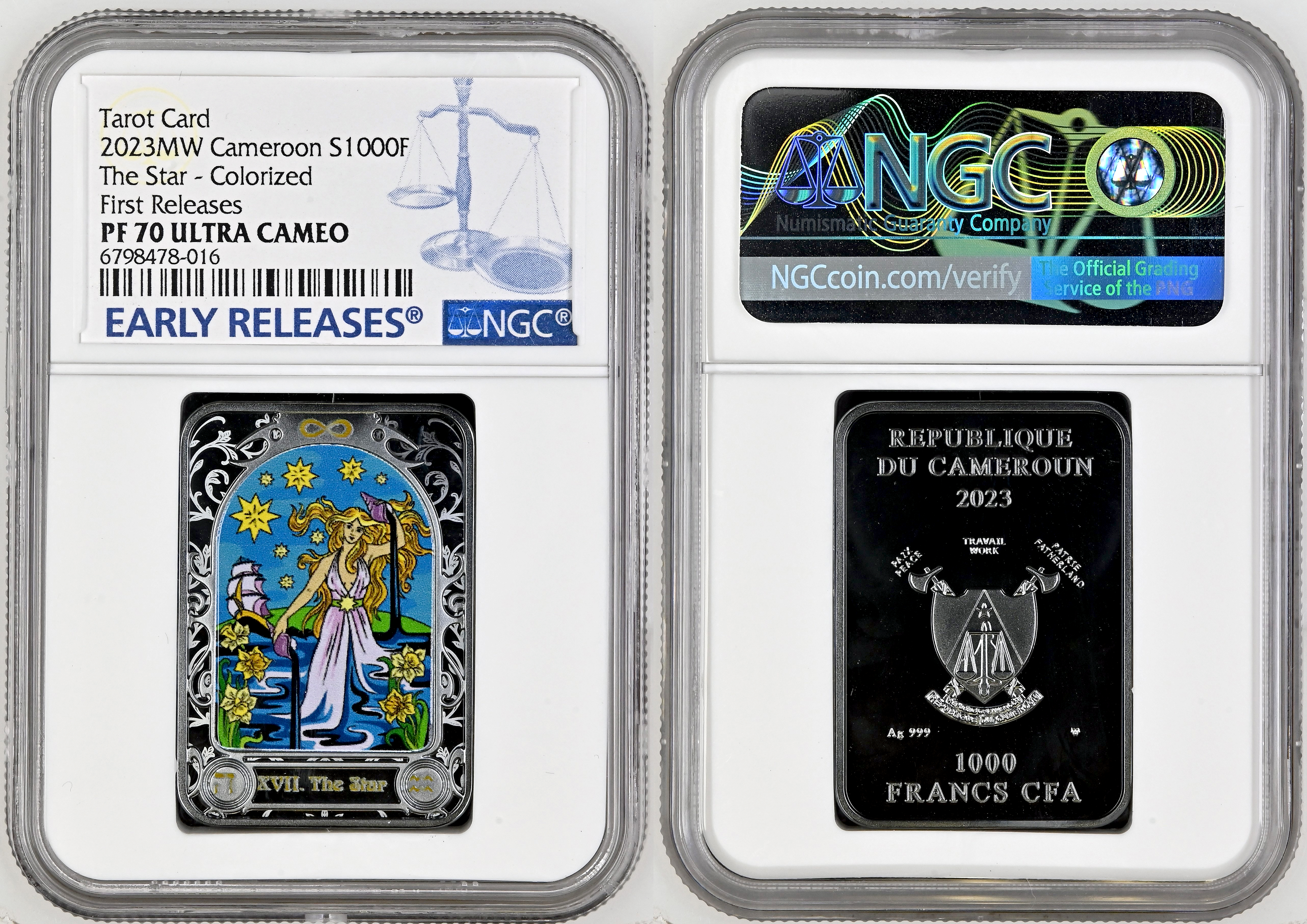 Cameroon, The Star - Colorized First Releases, One Thousand Francs, 2023, NGC PF 70 ULTRA CAMEO