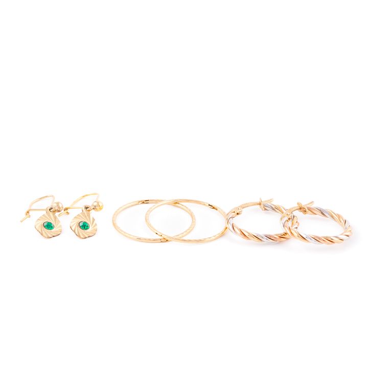 Three Pairs of 9ct Gold Earrings