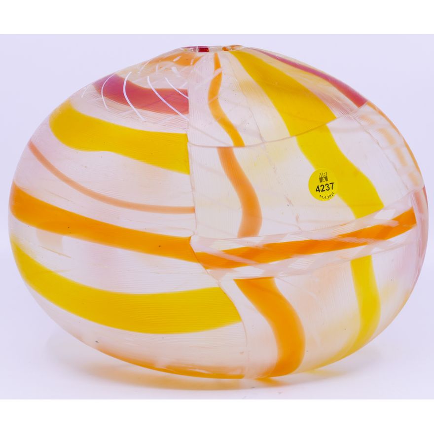 Massimo Nordio ''Totoni'' 1996 Blown Glass with Battuto Vase 8x10.5''