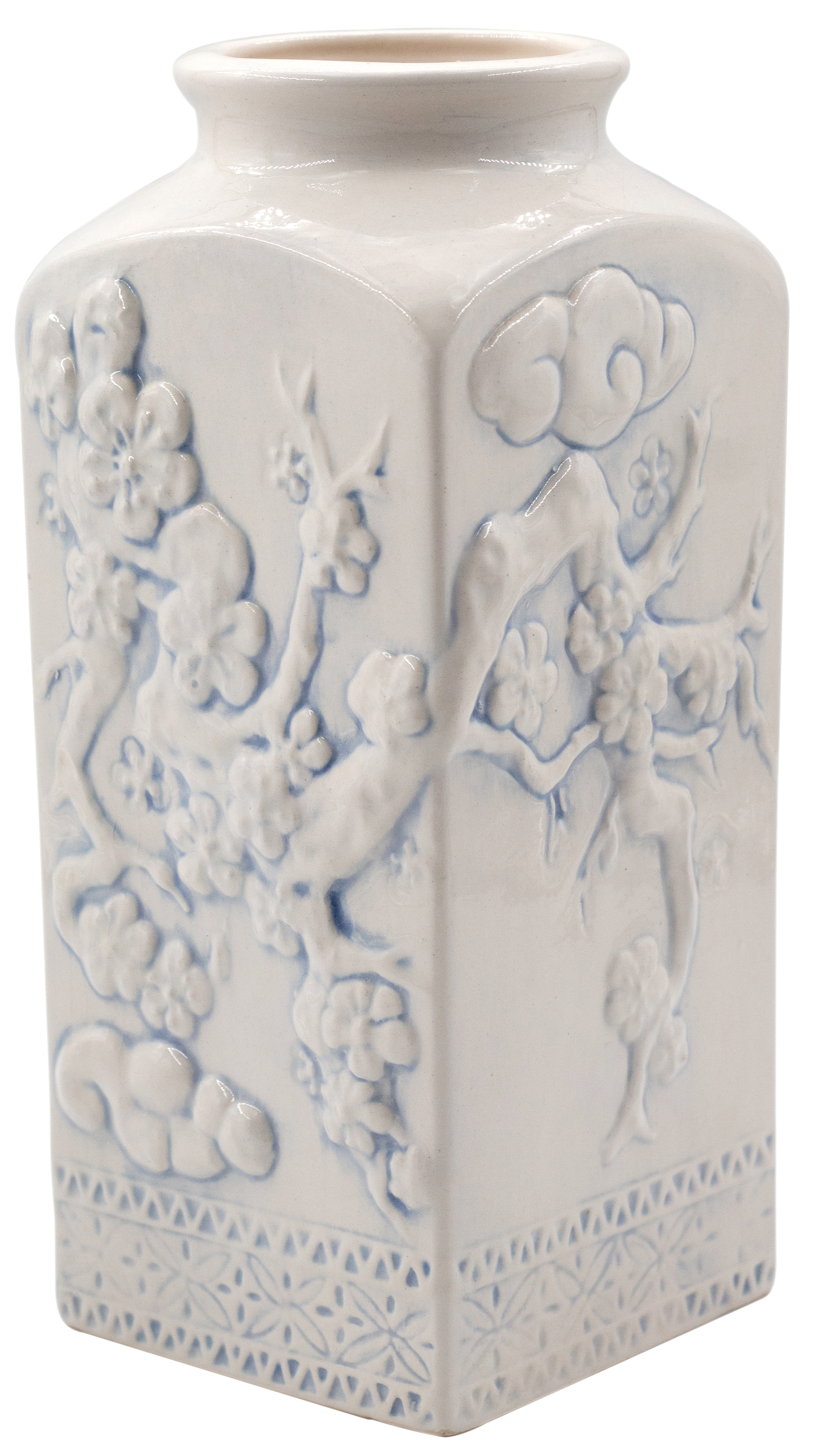 China, Empire, White Porcelain Cherry Blossom Vase, 1940s, VGC