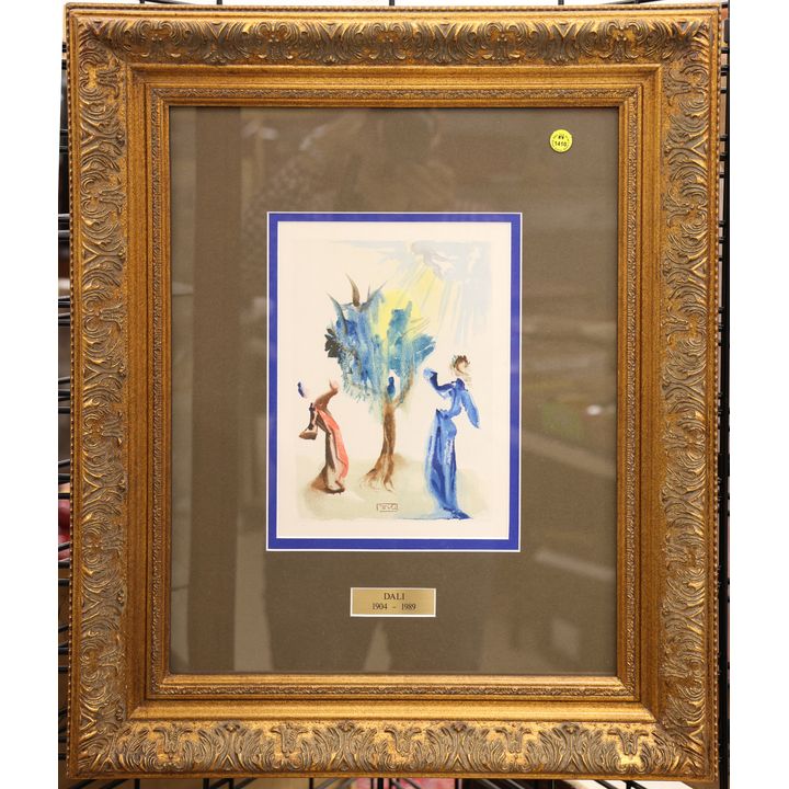 Salvador Dali ''The Tree of Punishment'' Lithograph Gilt Framed 26''x22''
