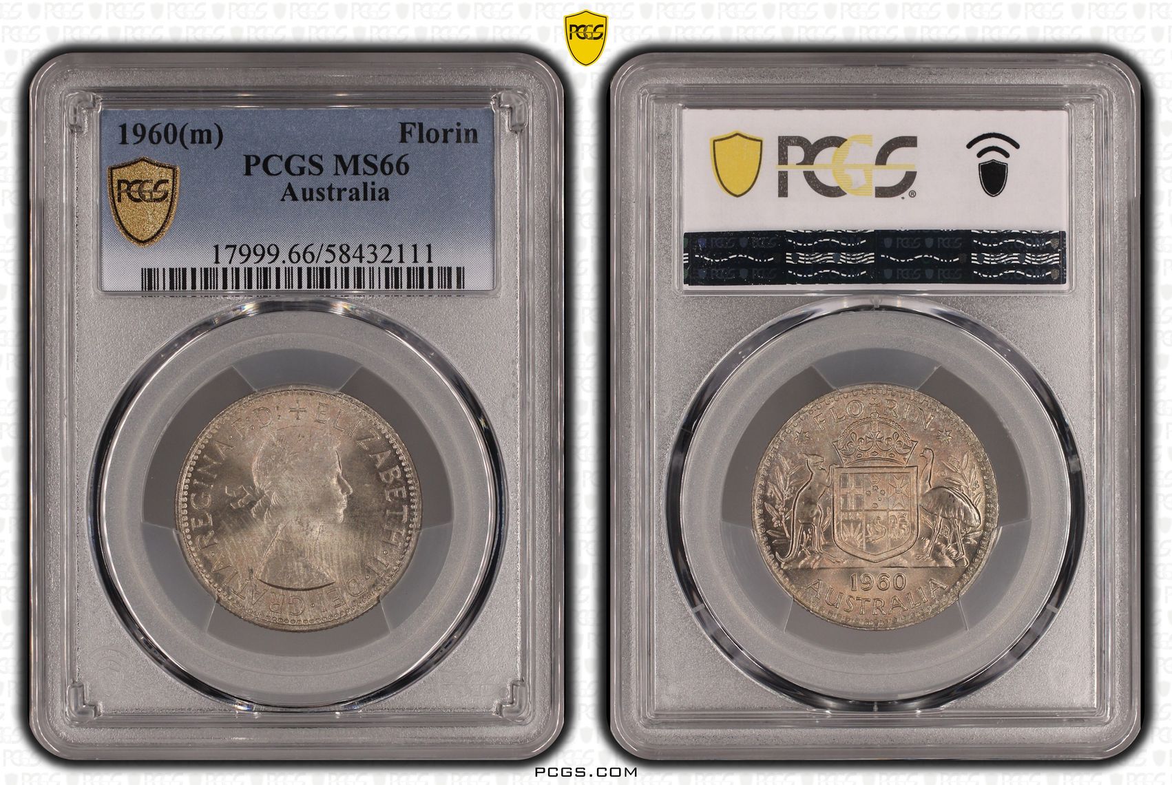 KM-60 Silver, Florin, 1960(m), PCGS MS66
