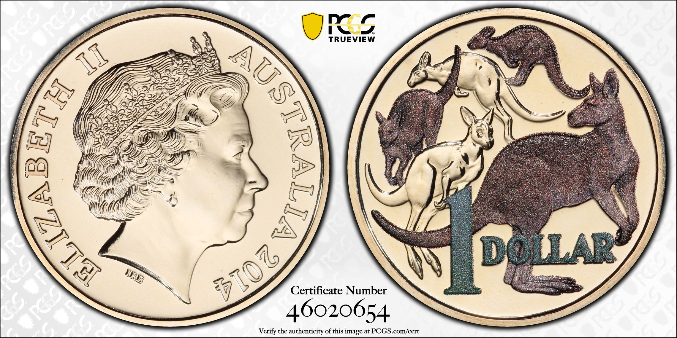 441 · Mob of Roos CuNi Colorized, One Dollar, 2014, PCGS MS69