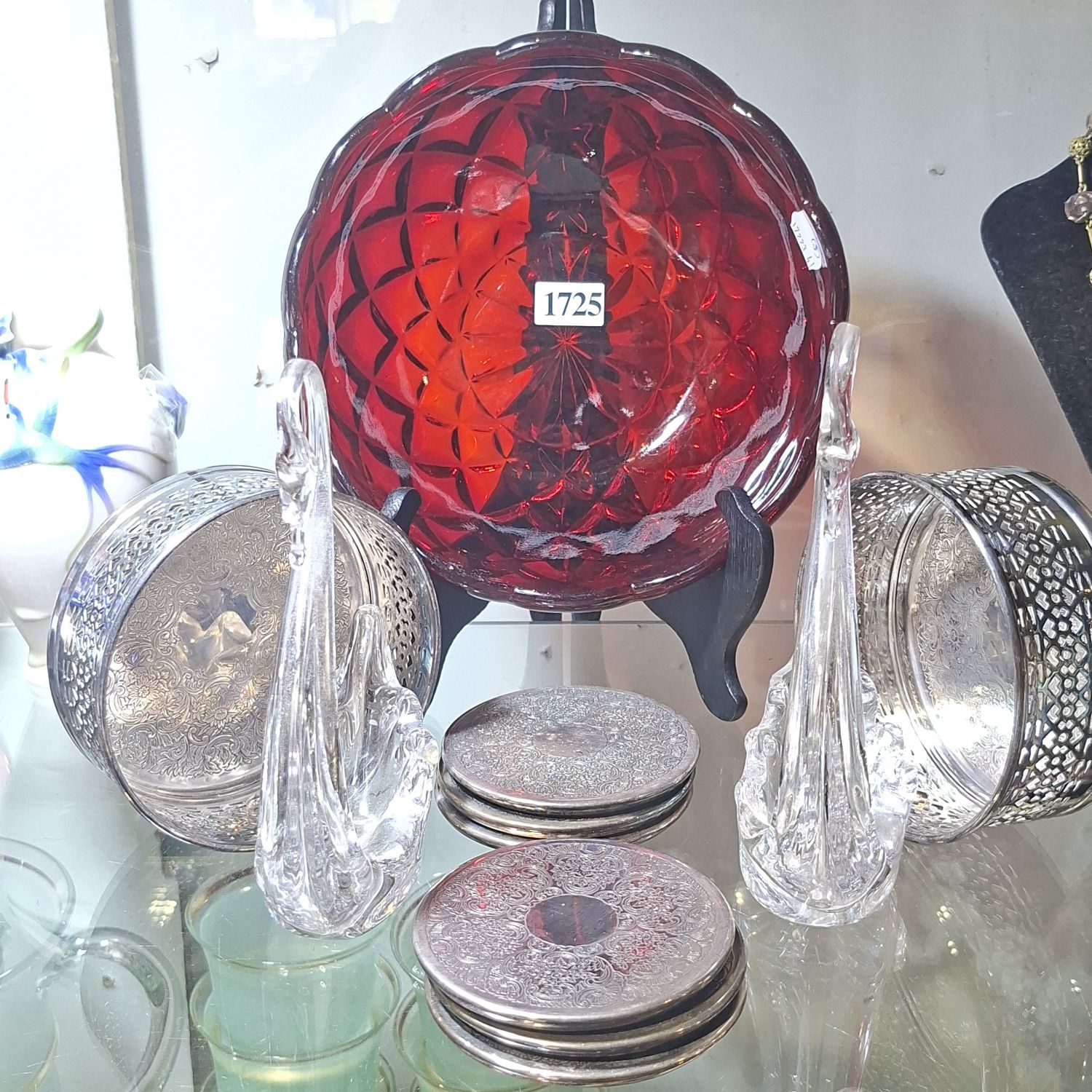 SILVERPLATE WHITEFRIARS AND RUBY GLASS