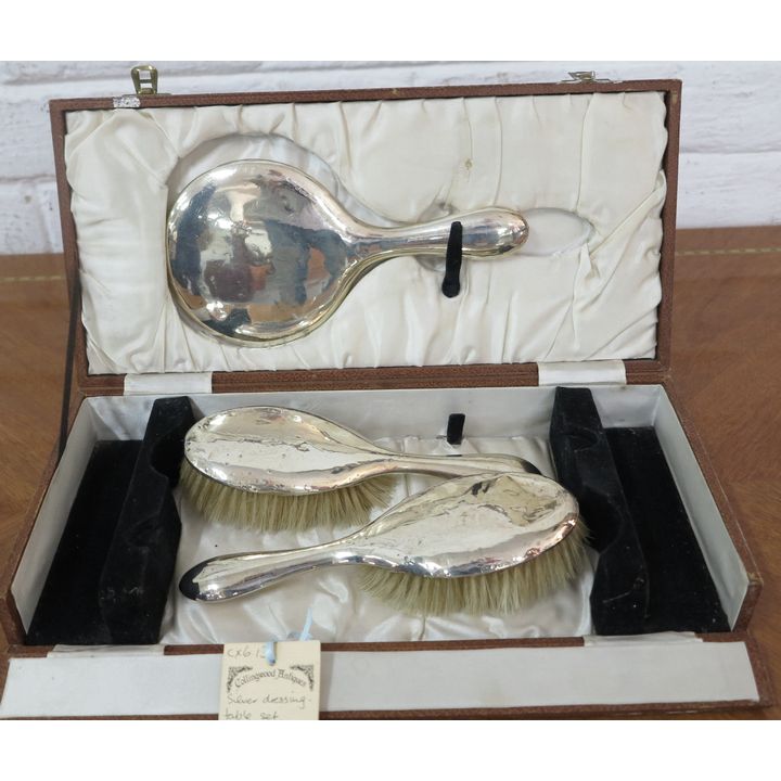 CASED SILVER DRESSING TABLE SET