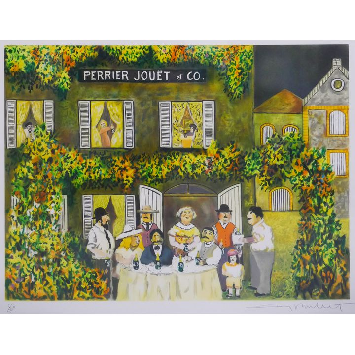 Guy Buffet 'Perroer Jouet et Co.' S/N Lithograph. Edition 9/300. Framed. Images measures 18x24'' with overall dimensions of 27x32.5''