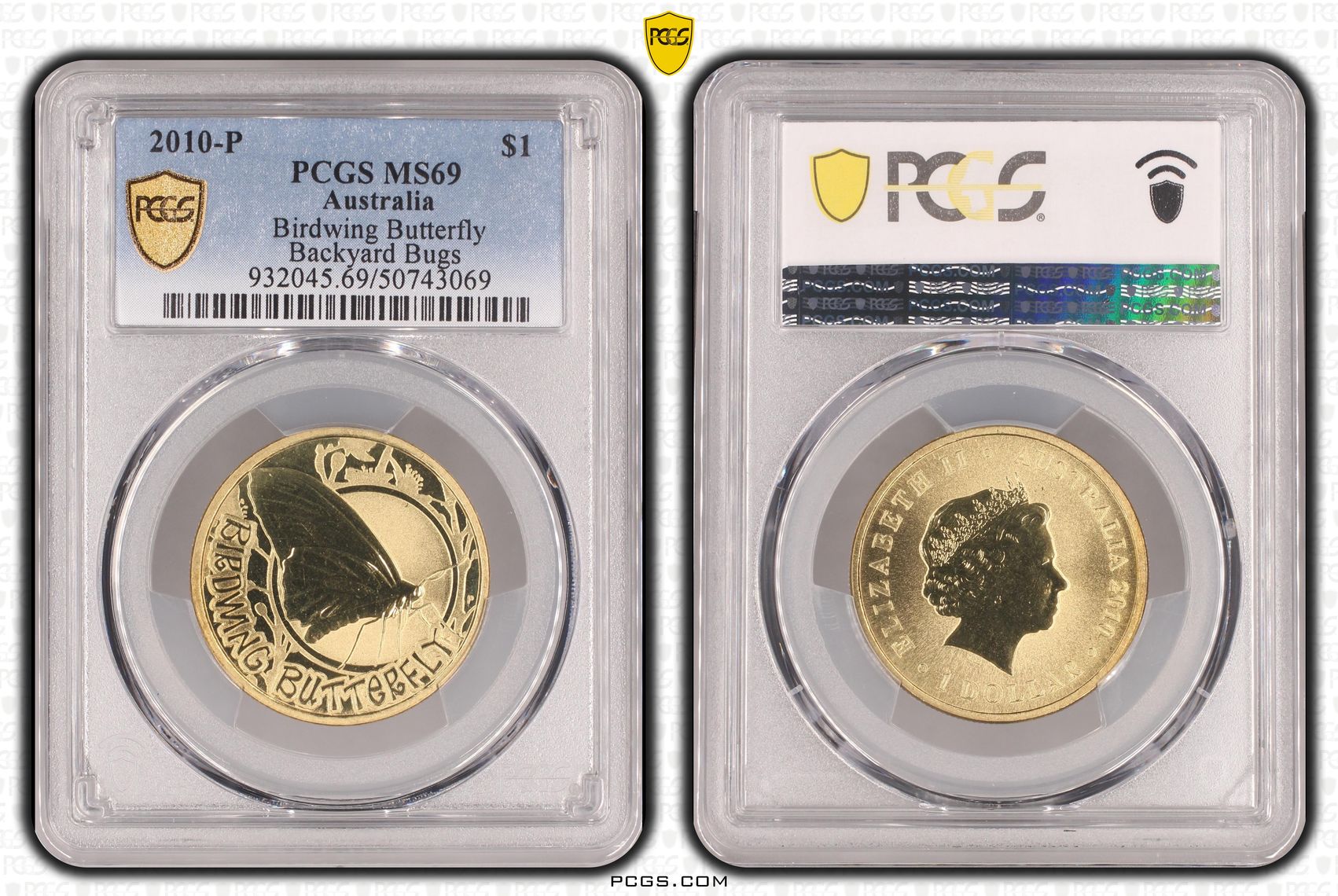 Birdwing Butterfly Backyard Bugs, POP 5/0, One Dollar, 2010-P, PCGS MS69