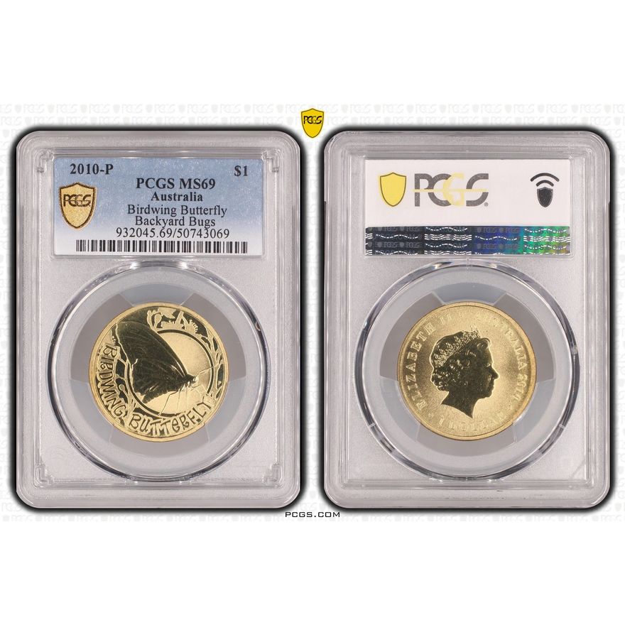 Birdwing Butterfly Backyard Bugs, POP 5/0, One Dollar, 2010-P, PCGS MS69