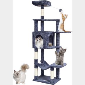 VEVOR CAT TREE FOR INDOOR CATS, 60.6" CAT TOWER WITH CAT CONDO, SISAL SCRATCHING POST, HAMMOCK, TOP PERCH, JUMPING PLATFORMS, LARG