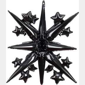 2-PACK 44 LARGE CONJOINED LASER SILVER STARBURST BALLOONS, EACH EXPLODING STAR WITH 14 CONES AND 16 STARS. POINT STAR SPIKED BALLO