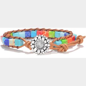 CHAKRA BRACELETS FOR WOMEN, HANDMADE STONE BRACELETS WITH LEATHER WRAP, FRIENDSHIP BRACELETS BOHO BRACELETS HIPPIE BRACELETS, ANXI
